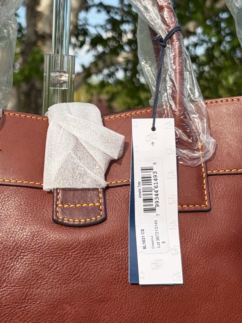 Dooney & Bourke Small Amelie Chestnut Brown Florentine Leather Tote NWT - Picture 9 of 14